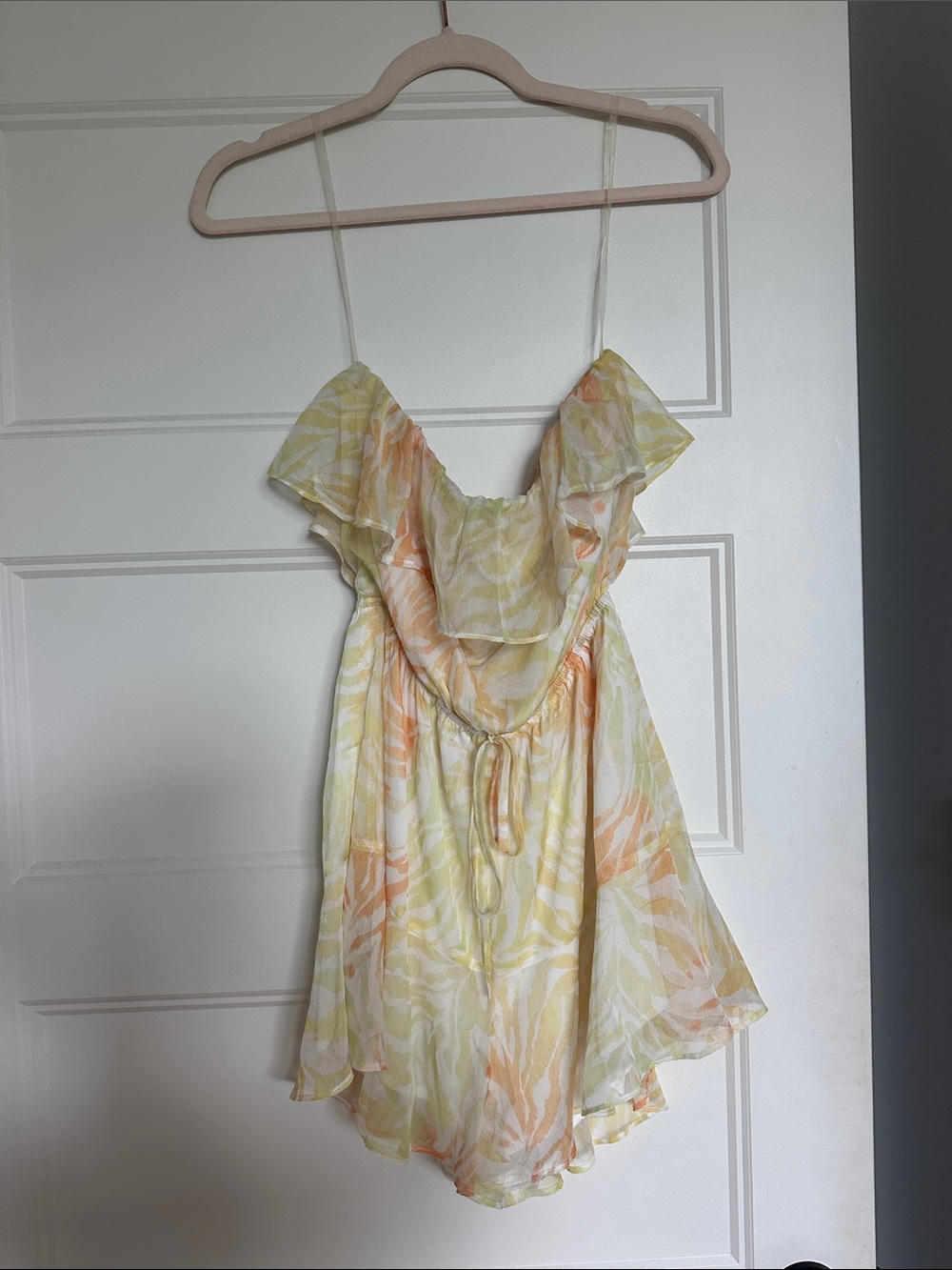 Lightweight Yellow & Peach Strapless Romper